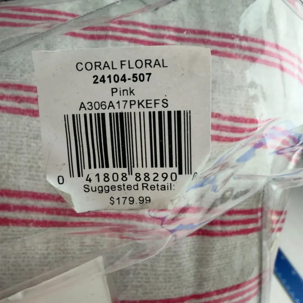 Vera Bradley KING Comforter Set Coral Floral Vibrant Reversible Preppy Stripe